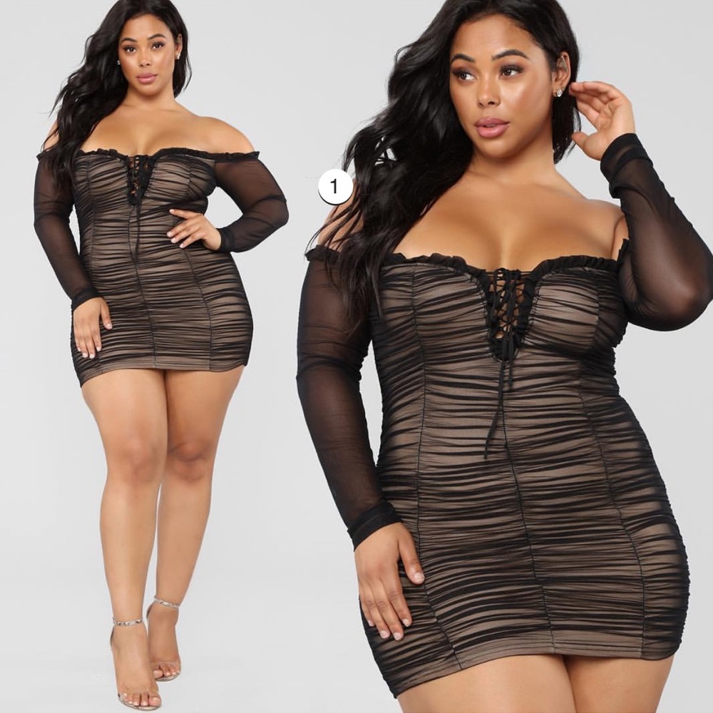 Fashion Nova Maura Long-Sleeved Mesh Dress